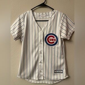 Chicago Cubs Majestic Jersey white and Navy Pinstripe Women’s Small
